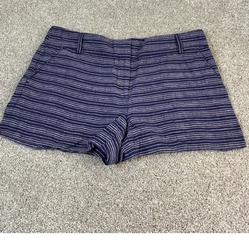 Ann Taylor LOFT Women's Striped Shorts Size 8‎ Casual Blue White Casual Preppy